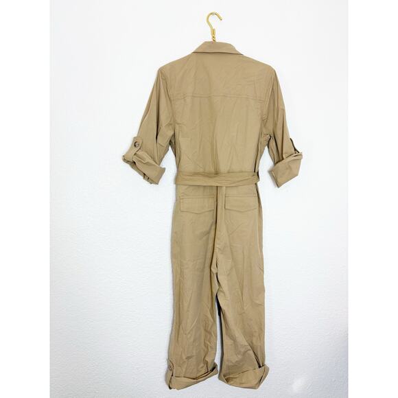 Banana Republic Poplin Jumpsuit Size Small Utility Tan Flightsuit Oversized Chic - Picture 13 of 14